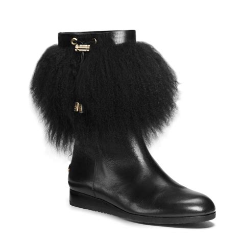 michael kors lizzie fur trimmed leather boots|MICHAEL KORS Lizzie Fur.